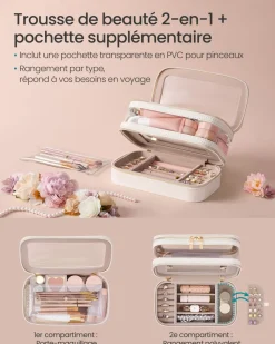 Fashion SONGMICS Boîte à montres 6 compartiments Couleur Noisette