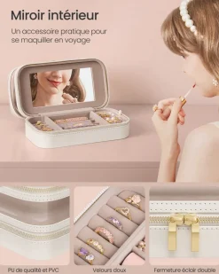 Fashion SONGMICS Boîte à montres 6 compartiments Couleur Noisette