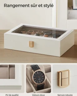 Shop SONGMICS Boîte à montres noir et gris verdâtre