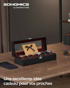 Shop SONGMICS Boîte à montres noir et gris verdâtre