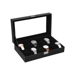Sale SONGMICS Boîte montres 12 cases noir