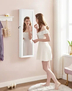 Store SONGMICS Boîtes à bijoux éventail blanc