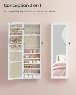 Store SONGMICS Boîtes à bijoux éventail blanc