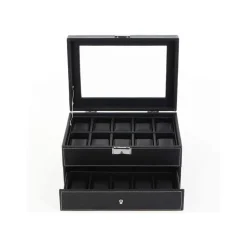 Shop SONGMICS Boîtes à montres 20 cases noir