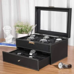 Shop SONGMICS Boîtes à montres 20 cases noir