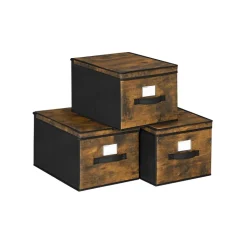 Store SONGMICS Boîtes de rangement pliables Marron Rustique + Noir