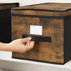 Store SONGMICS Boîtes de rangement pliables Marron Rustique + Noir