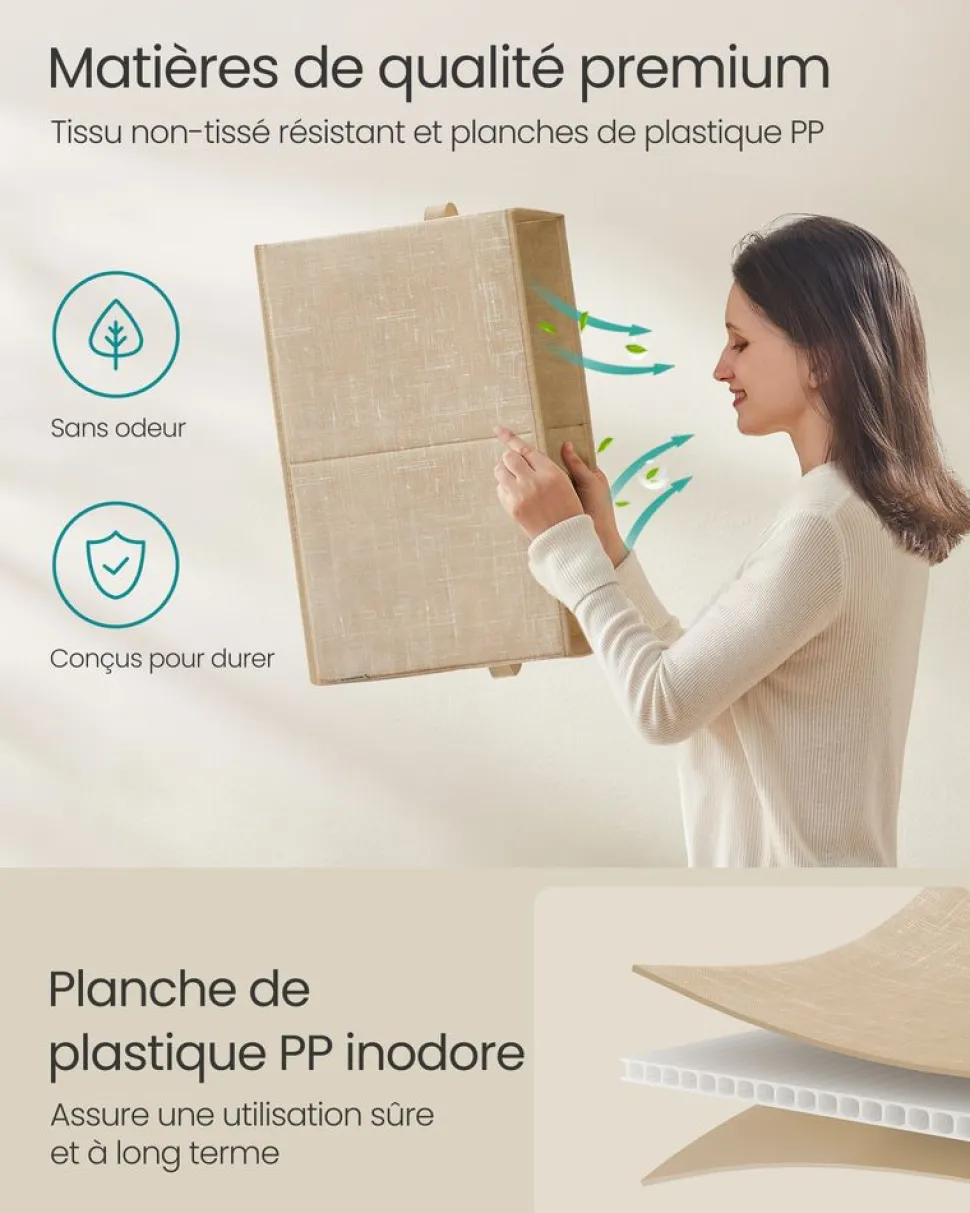 Flash Sale SONGMICS Boîtes de rangement pliables lot de 3 tissu noir d'encre