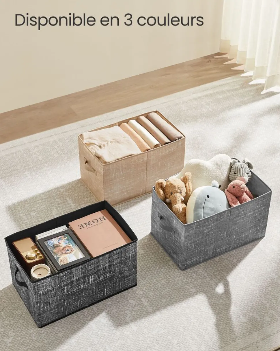 Flash Sale SONGMICS Boîtes de rangement pliables lot de 3 tissu noir d'encre