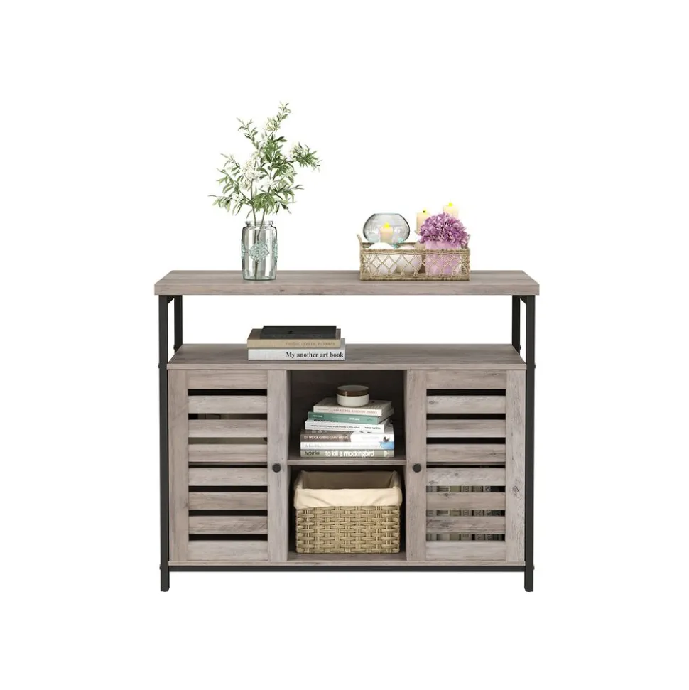 Clearance SONGMICS Buffet 2 portes grège