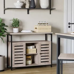 Clearance SONGMICS Buffet 2 portes grège