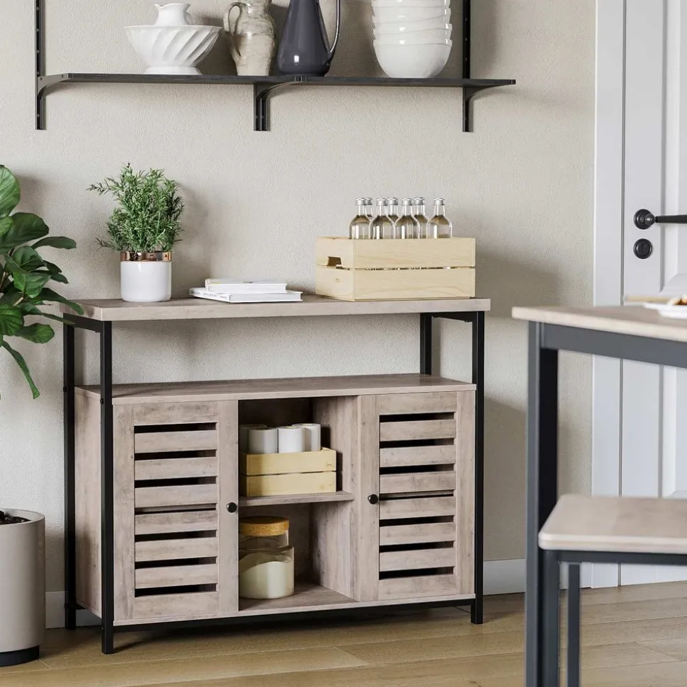 Clearance SONGMICS Buffet 2 portes grège