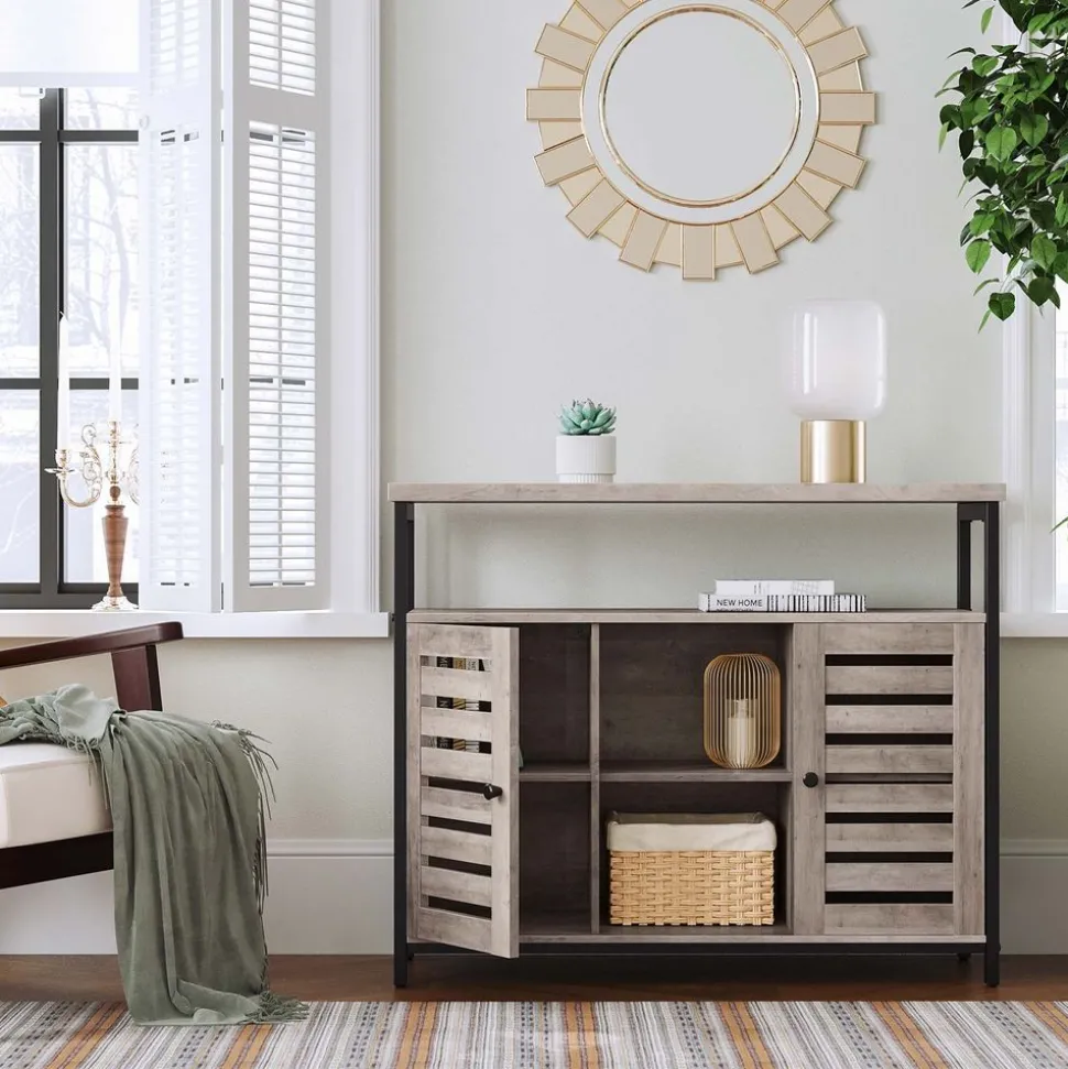 Clearance SONGMICS Buffet 2 portes grège