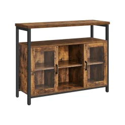 Discount SONGMICS Buffet 2 portes verre Brun Vintage Noir