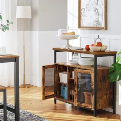 Discount SONGMICS Buffet 2 portes verre Brun Vintage Noir