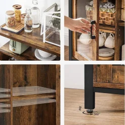 Discount SONGMICS Buffet 2 portes verre Brun Vintage Noir