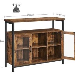 Discount SONGMICS Buffet 2 portes verre Brun Vintage Noir