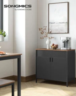 Discount SONGMICS Buffet ajouré noir