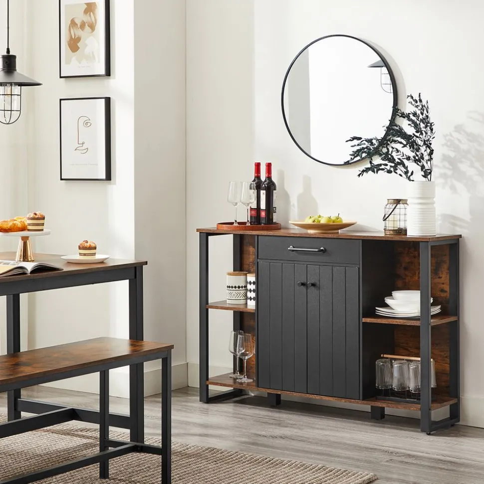 Cheap SONGMICS Buffet avec tiroir portes Marron Rustique Et Noir