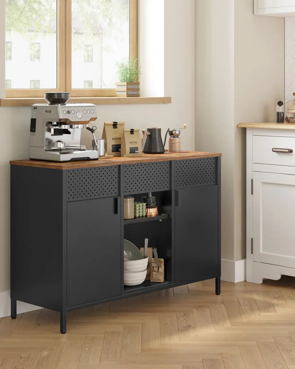 Shop SONGMICS Buffet portes persiennes Marron Rustique