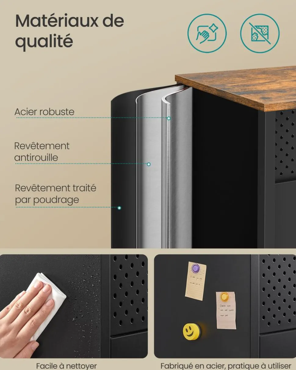 Shop SONGMICS Buffet portes persiennes Marron Rustique