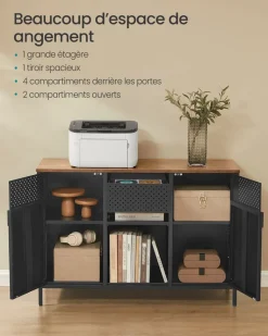 Shop SONGMICS Buffet portes persiennes Marron Rustique