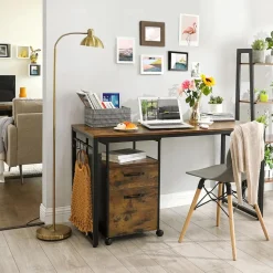 Hot SONGMICS Bureau 115 cm design X Marron Rustique