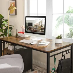 Hot SONGMICS Bureau 115 cm design X Marron Rustique