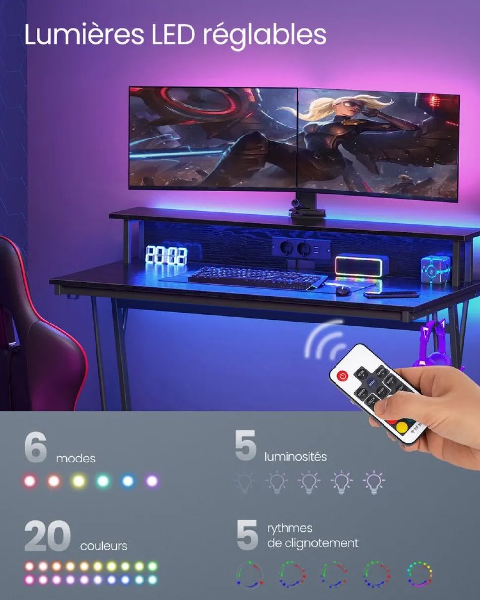 Outlet SONGMICS Bureau 100 cm grège