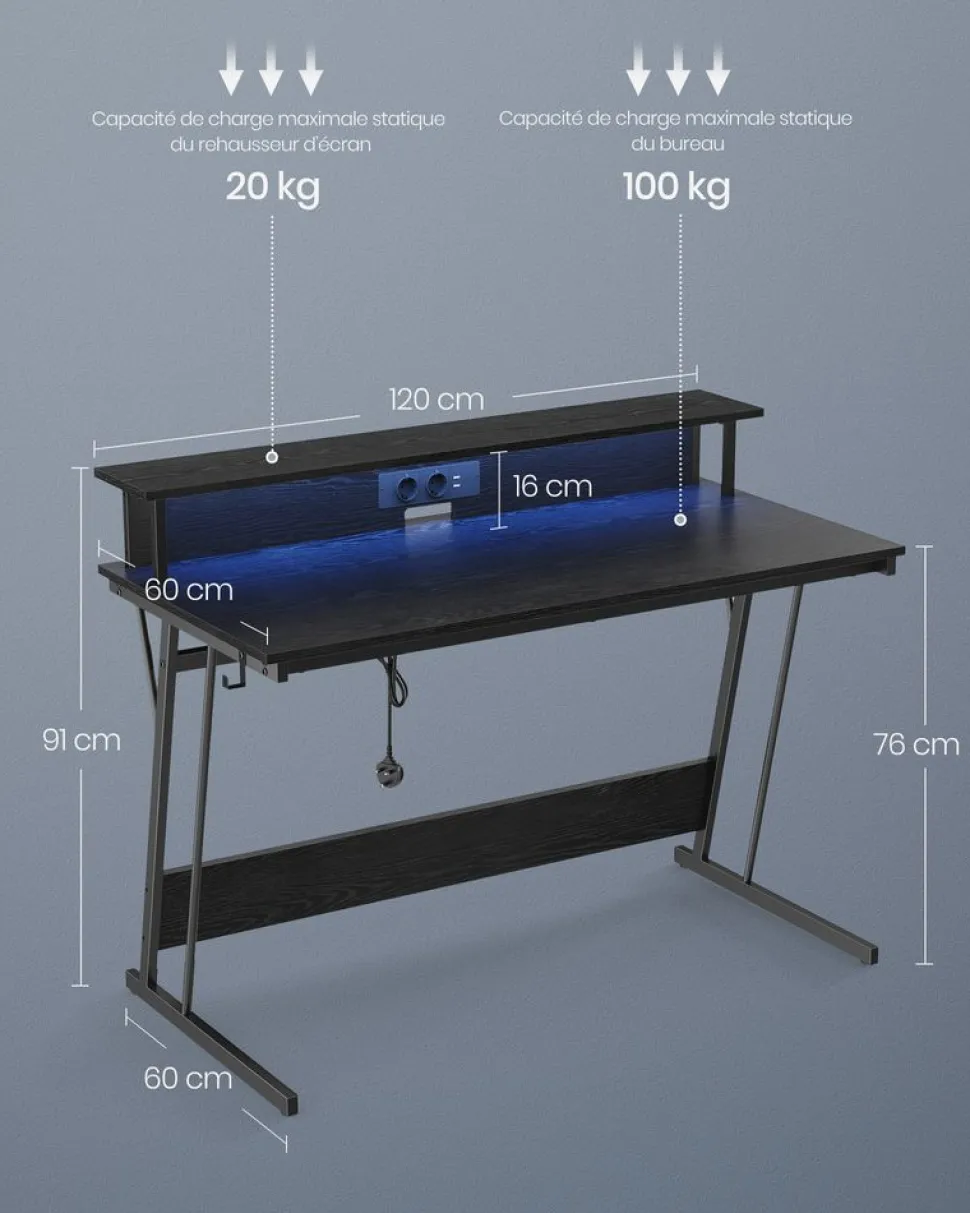 Outlet SONGMICS Bureau 100 cm grège
