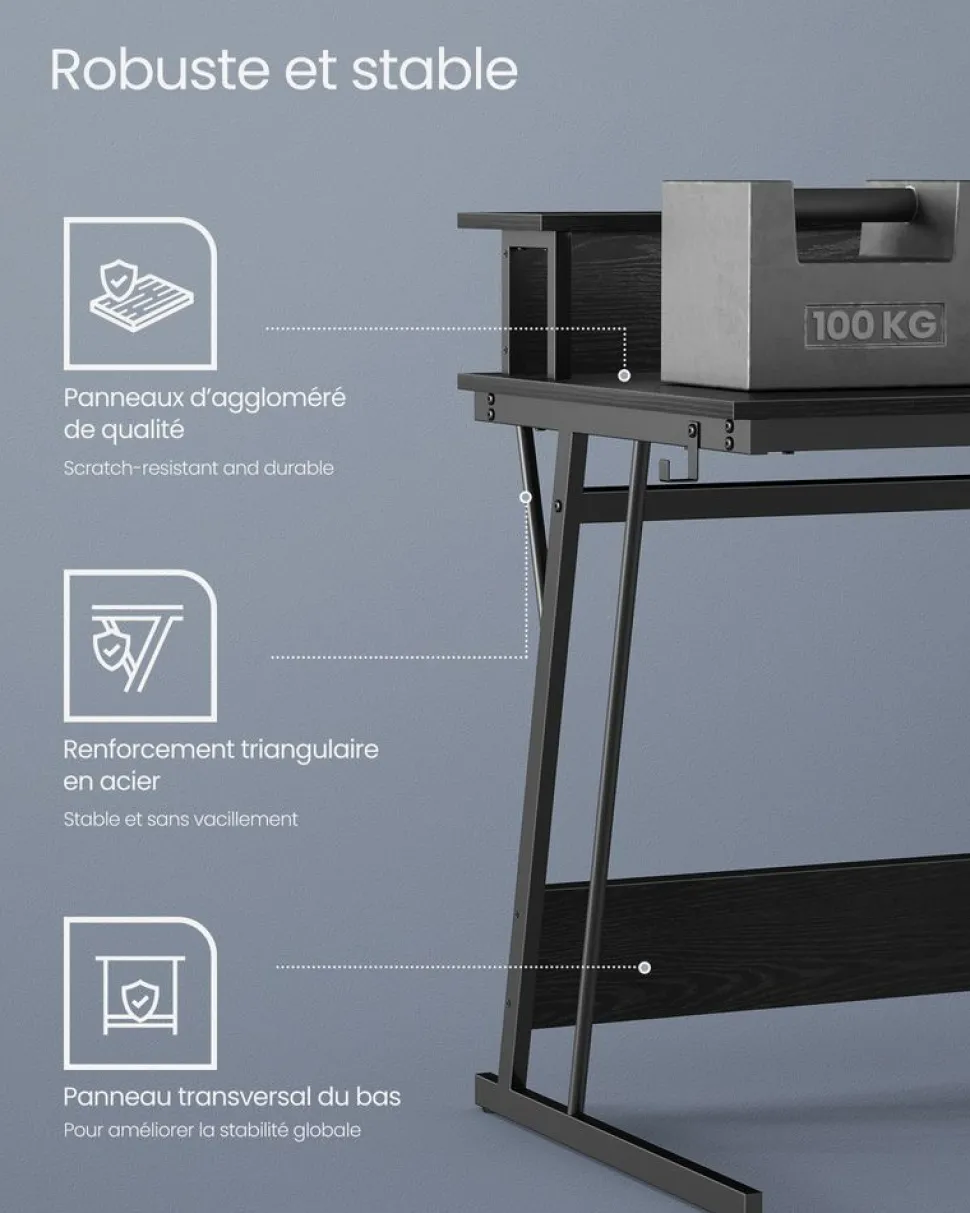 Outlet SONGMICS Bureau 100 cm grège