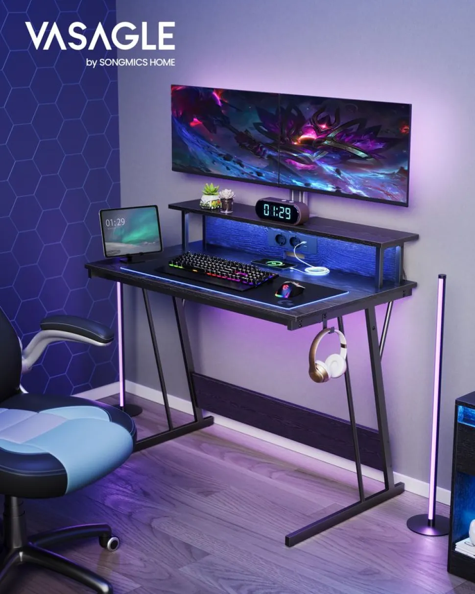 Outlet SONGMICS Bureau 100 cm grège