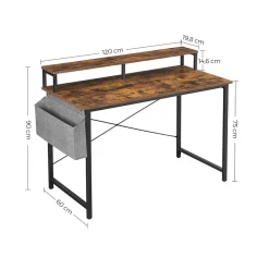 Sale SONGMICS Bureau 118 cm industriel Noir