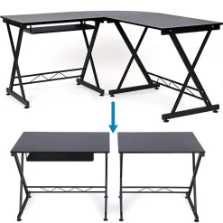 Outlet SONGMICS Bureau 118 cm industriel Noir