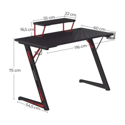 Outlet SONGMICS Bureau 110 cm industriel Noir