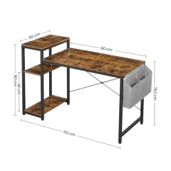 New SONGMICS Bureau 130 cm industriel Noir