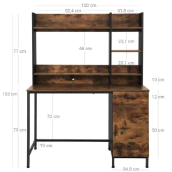 New SONGMICS Bureau 100 cm industriel