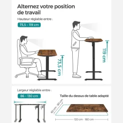 Flash Sale SONGMICS Bureau Assis-Debout Électrique