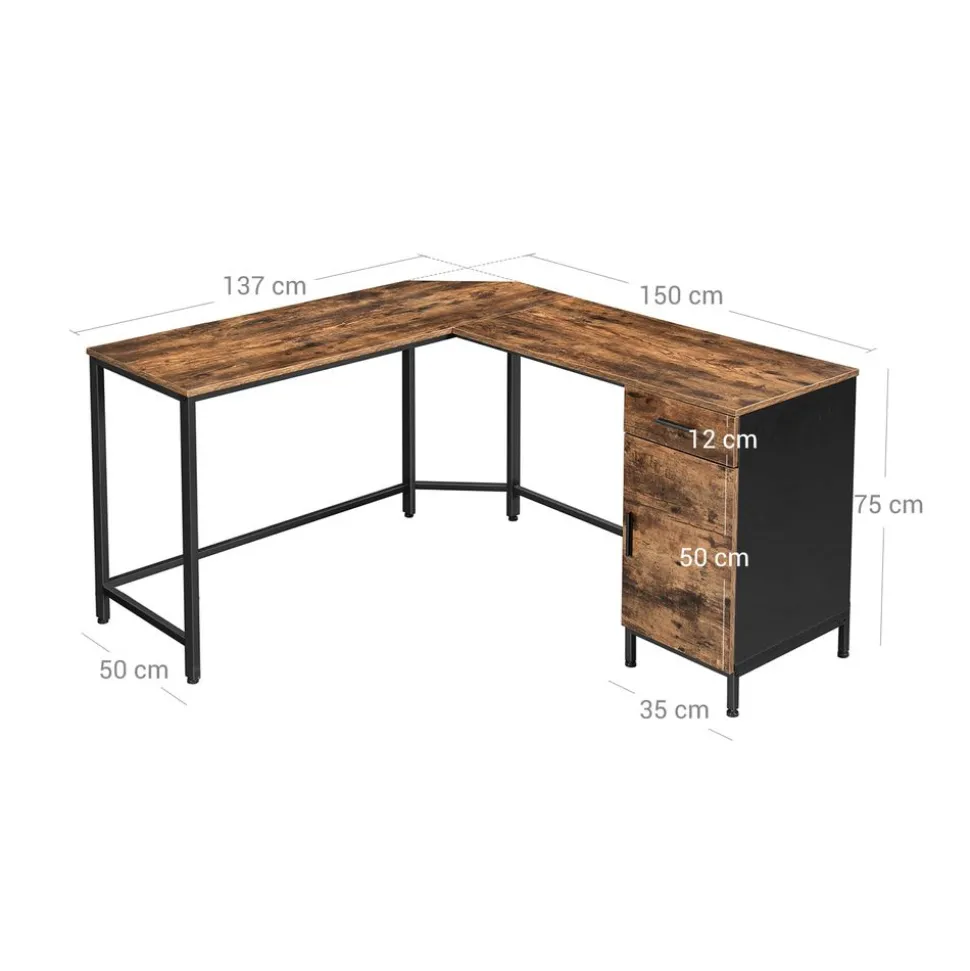 Cheap SONGMICS Bureau d’angle grège et noir