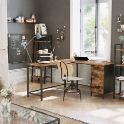 Cheap SONGMICS Bureau d’angle grège et noir