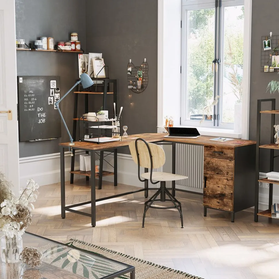 Cheap SONGMICS Bureau d’angle grège et noir