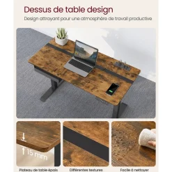 Store SONGMICS Bureau d'angle industriel Brun Vintage Noir