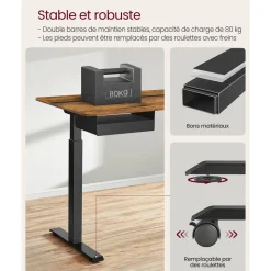 Store SONGMICS Bureau d'angle industriel Brun Vintage Noir