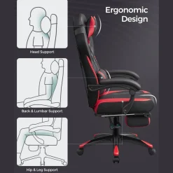 Clearance SONGMICS Bureau informatique avec multiprises LED marron rustique