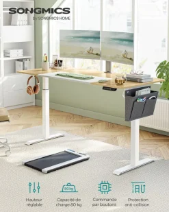 Best Sale SONGMICS Bureau électrique 120 cm blanc