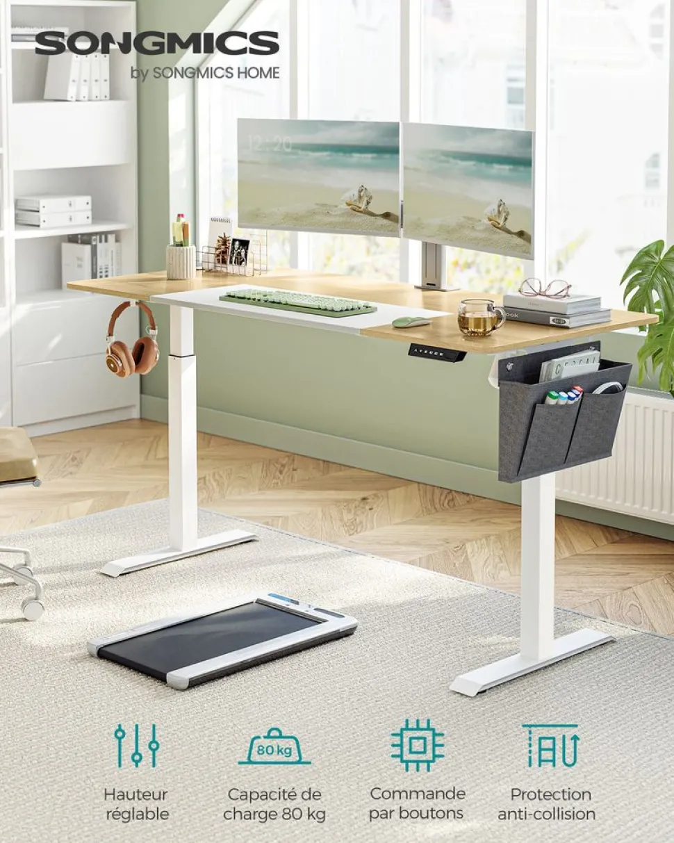Best Sale SONGMICS Bureau électrique 120 cm blanc