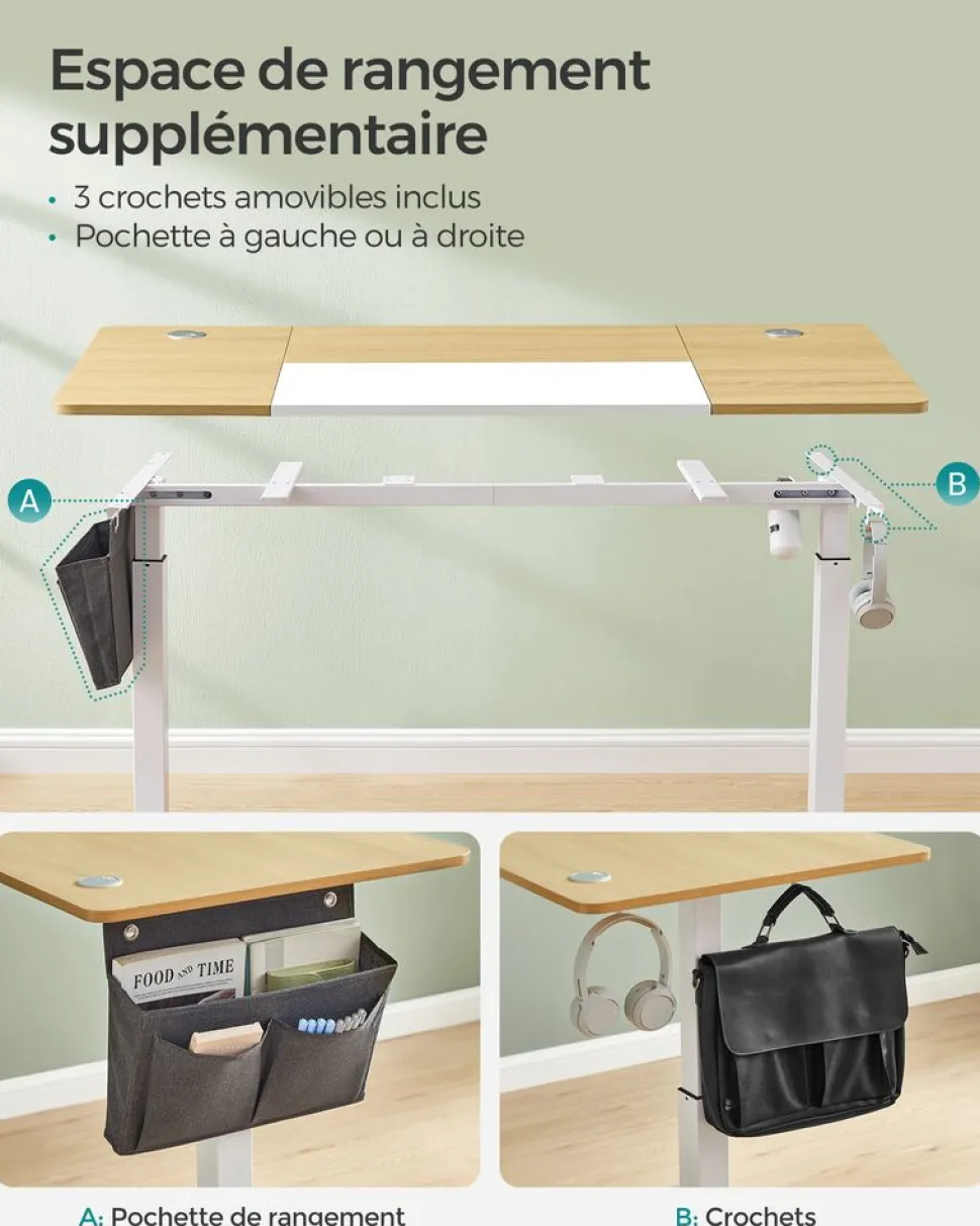 Best Sale SONGMICS Bureau électrique 120 cm blanc