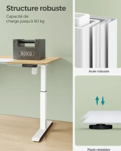 Best Sale SONGMICS Bureau électrique 120 cm blanc
