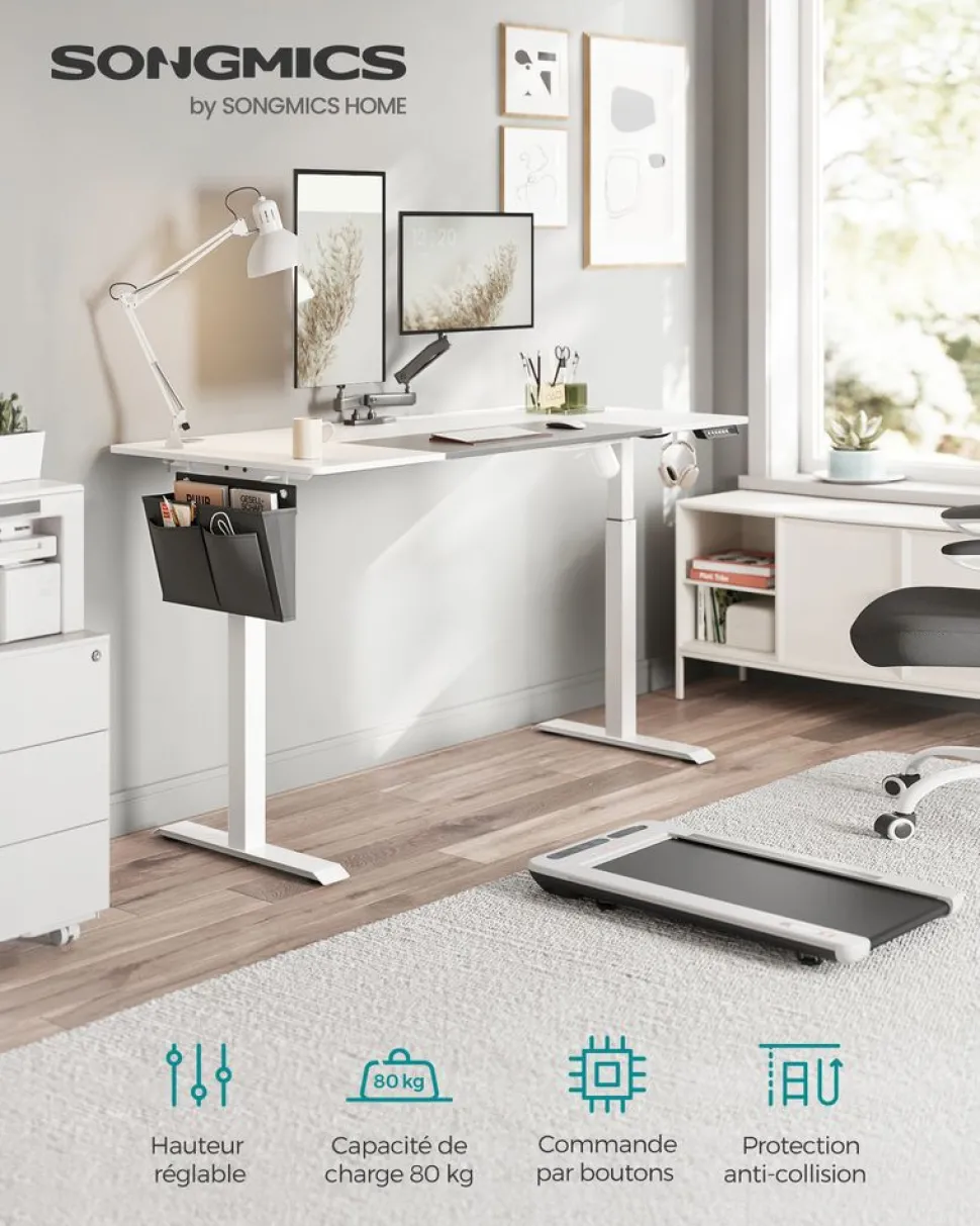 Best Sale SONGMICS Bureau électrique 120 cm blanc
