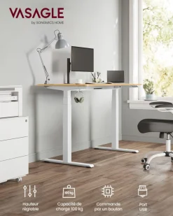 Hot SONGMICS Cadre de bureau électrique blanc